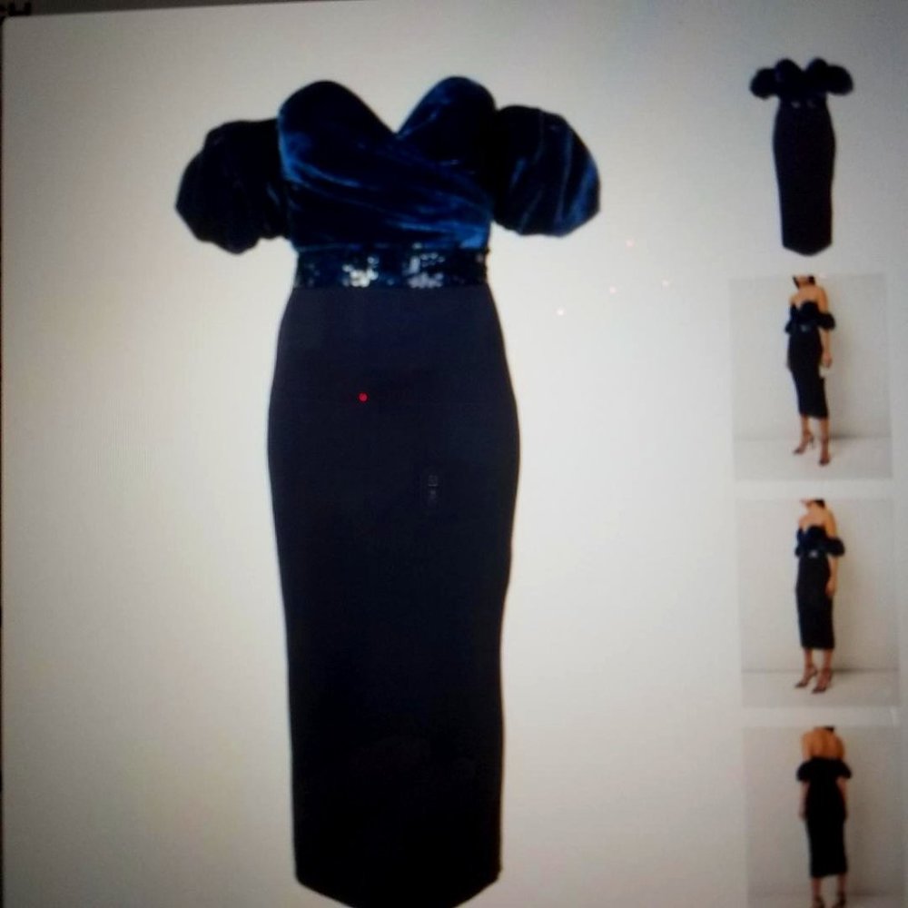 Blue Stassi Off-the-shoulder Formal Dress